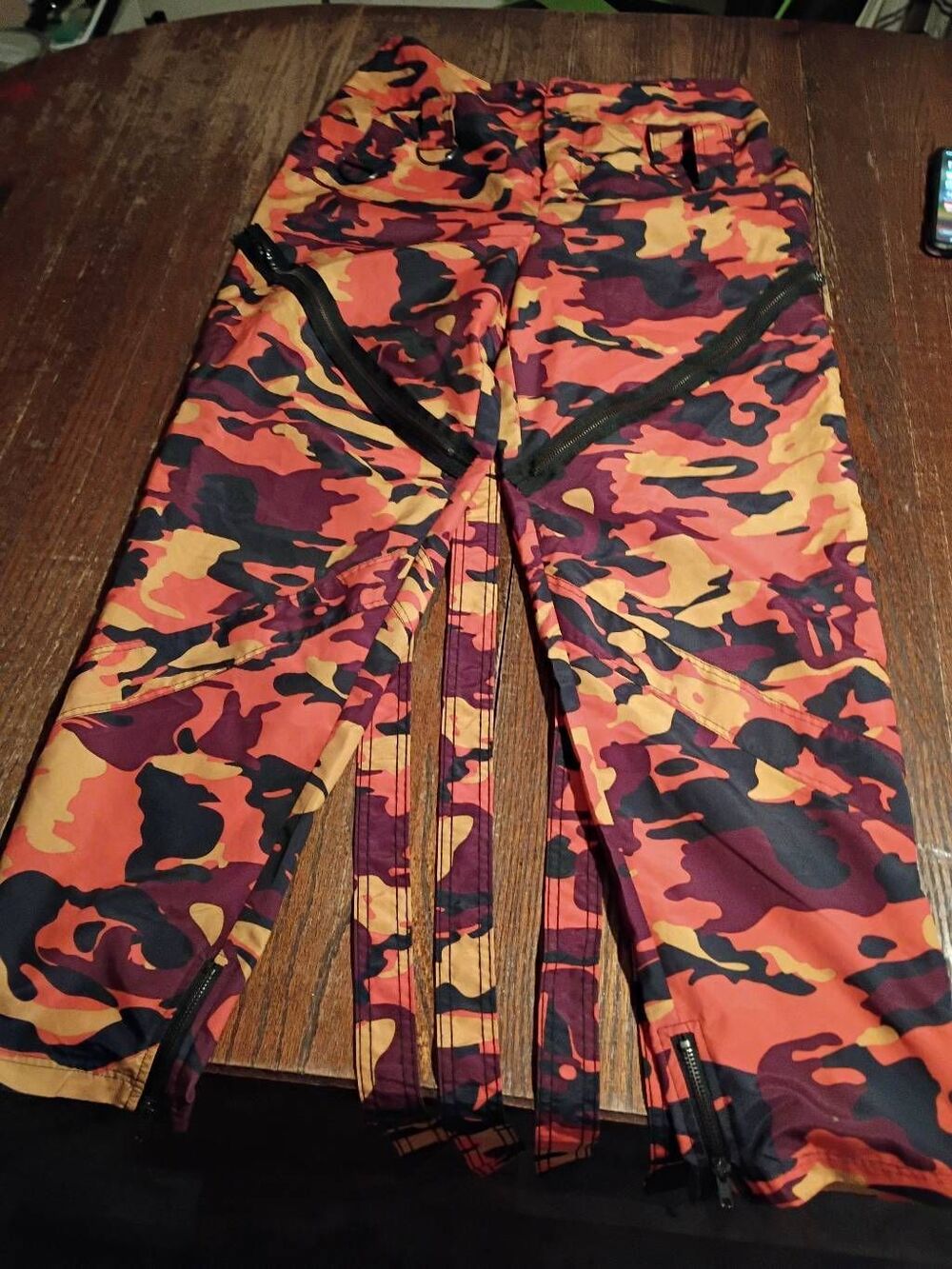 Balera Orange Camo Pop Star Dance Pants Straps D-Rings Sz LA Adult Large